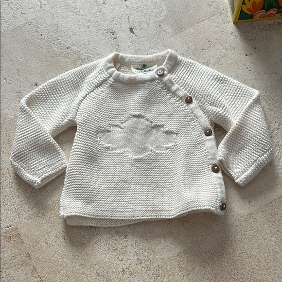 Topo Mini Knitted White Cardigan, Size 3-6 Months - Picture 1 of 5